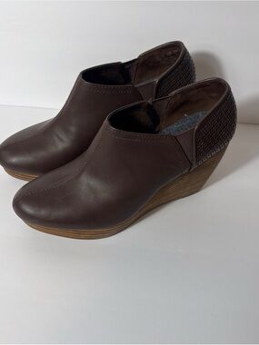 Dr Scholl’s Brown Wedge Booties Size 10 Comfort Memory Foam Casual Shoes Boho